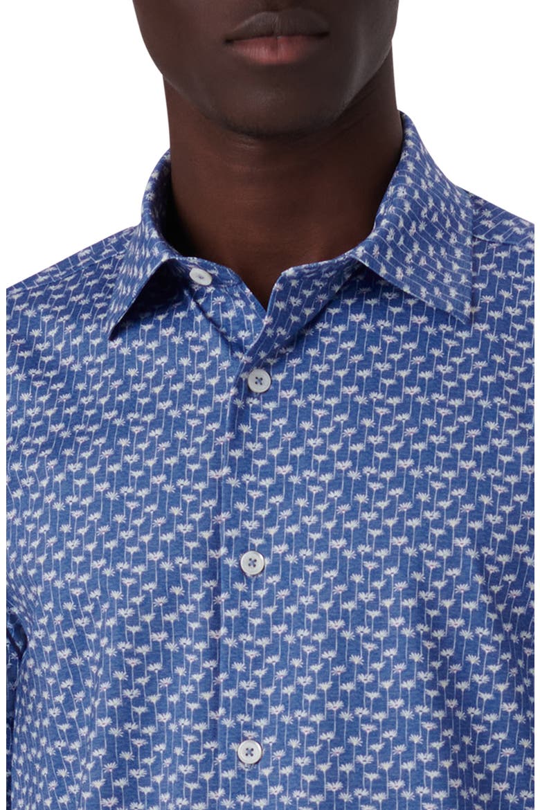 OoohCotton® Floral Print Short Sleeve Button-Up Shirt, Alternate, color, CLASSIC BLUE