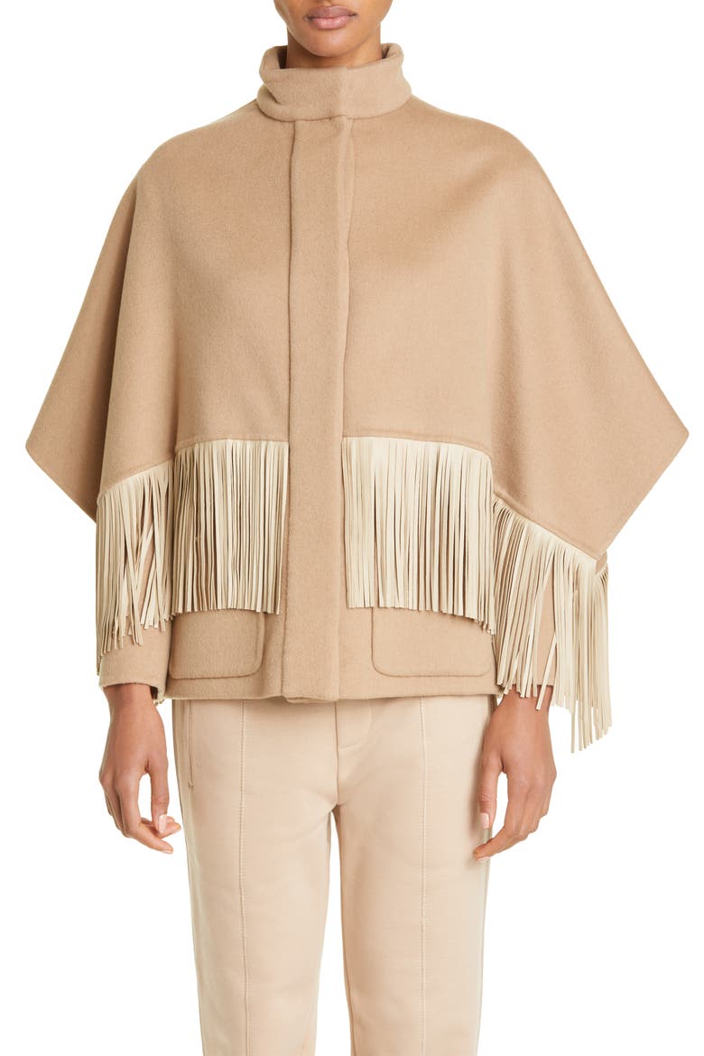 Double Muretto™ Cashmere Jacket with Leather Fringe, Main, color, N55-CAMEL