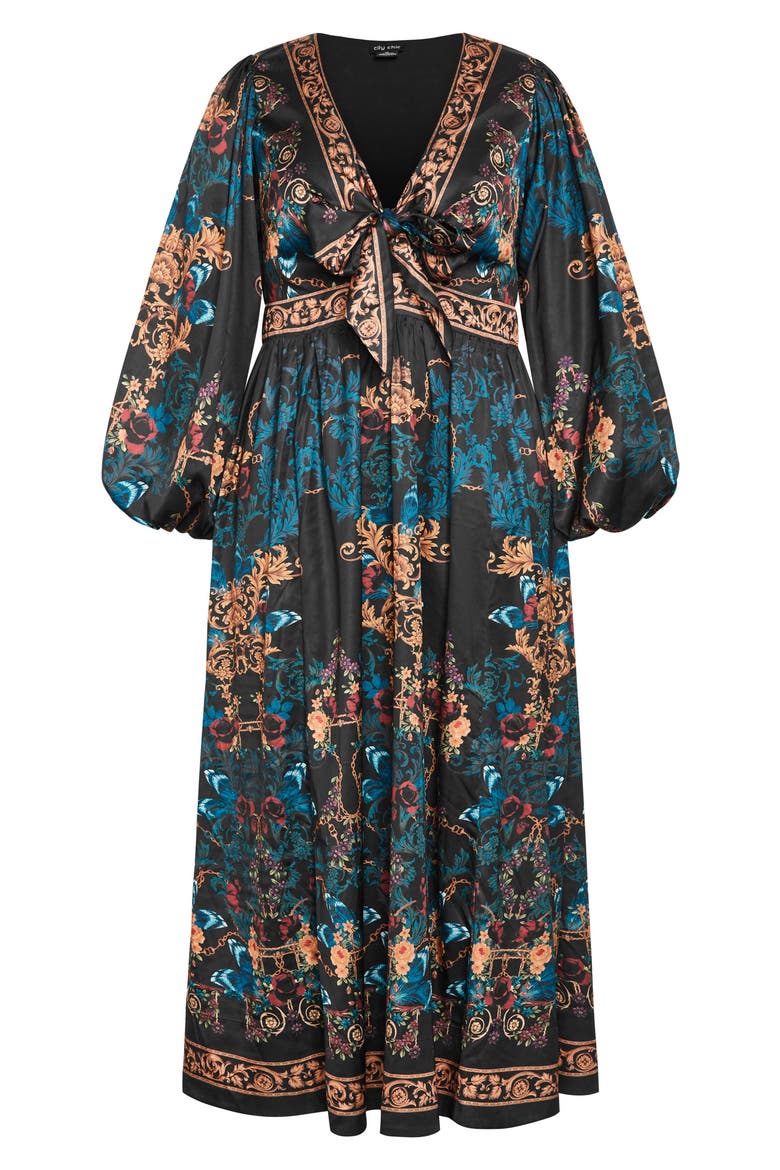 Ivanna Scarf Print Long Sleeve Maxi Dress, Alternate, color, OPULENT