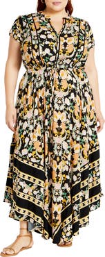 City Chic Zella Print Tie Waist Maxi Dress