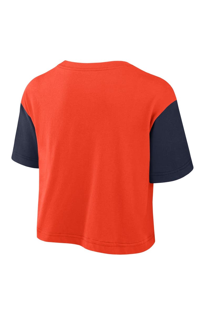 Nike Women's Nike Orange/Navy Auburn Tigers Color-Block Script Cropped T-Shirt, Alternate, color, Orange