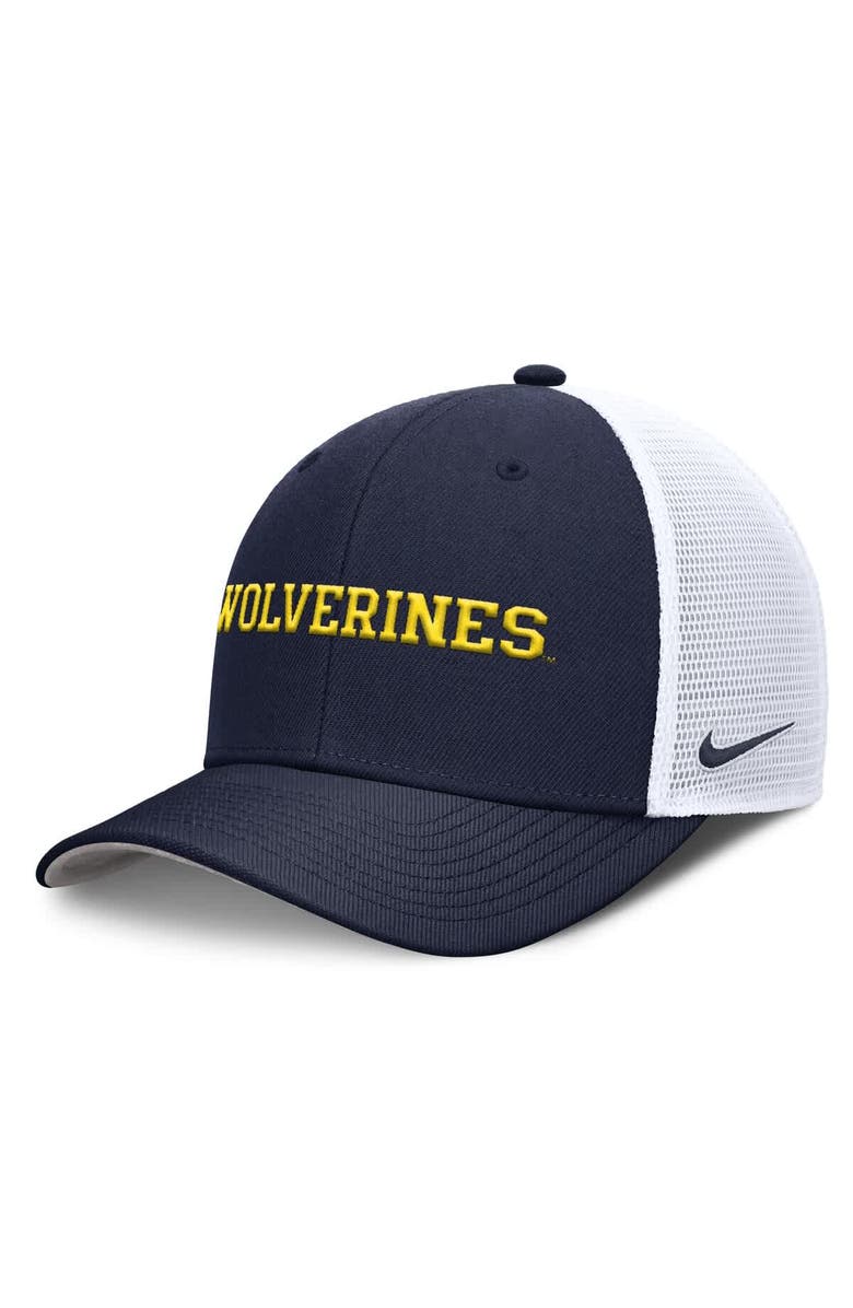 Nike Men's Nike Navy Michigan Wolverines 2025 Dugout Coaches Rise Performance Trucker Adjustable Hat, Alternate, color, 