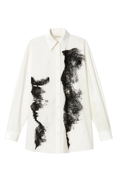Lafayette 148 New York Oversize Boyfriend Button-up Shirt In White Multi