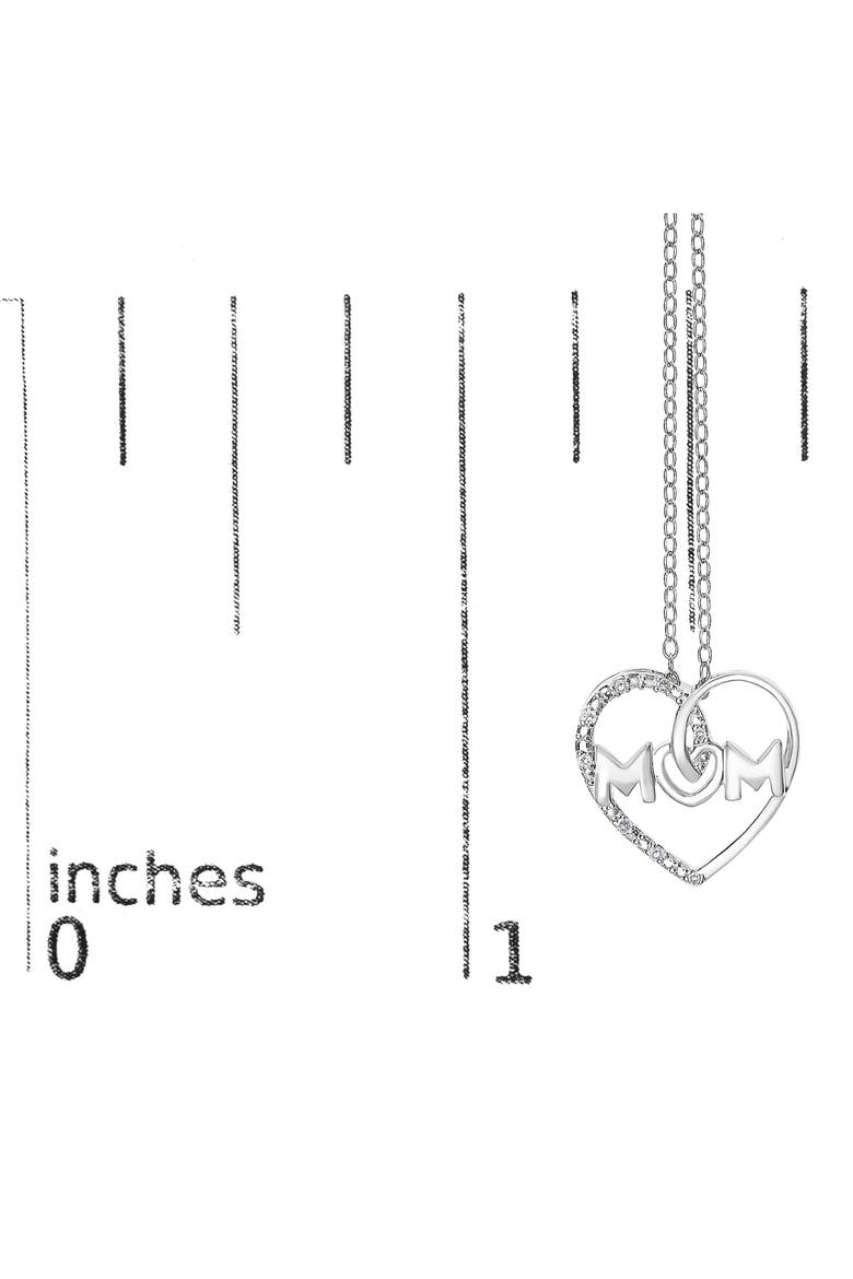 Silver Diamond Accent MOM Heart Pendant Necklace  Inches, Alternate, color, White