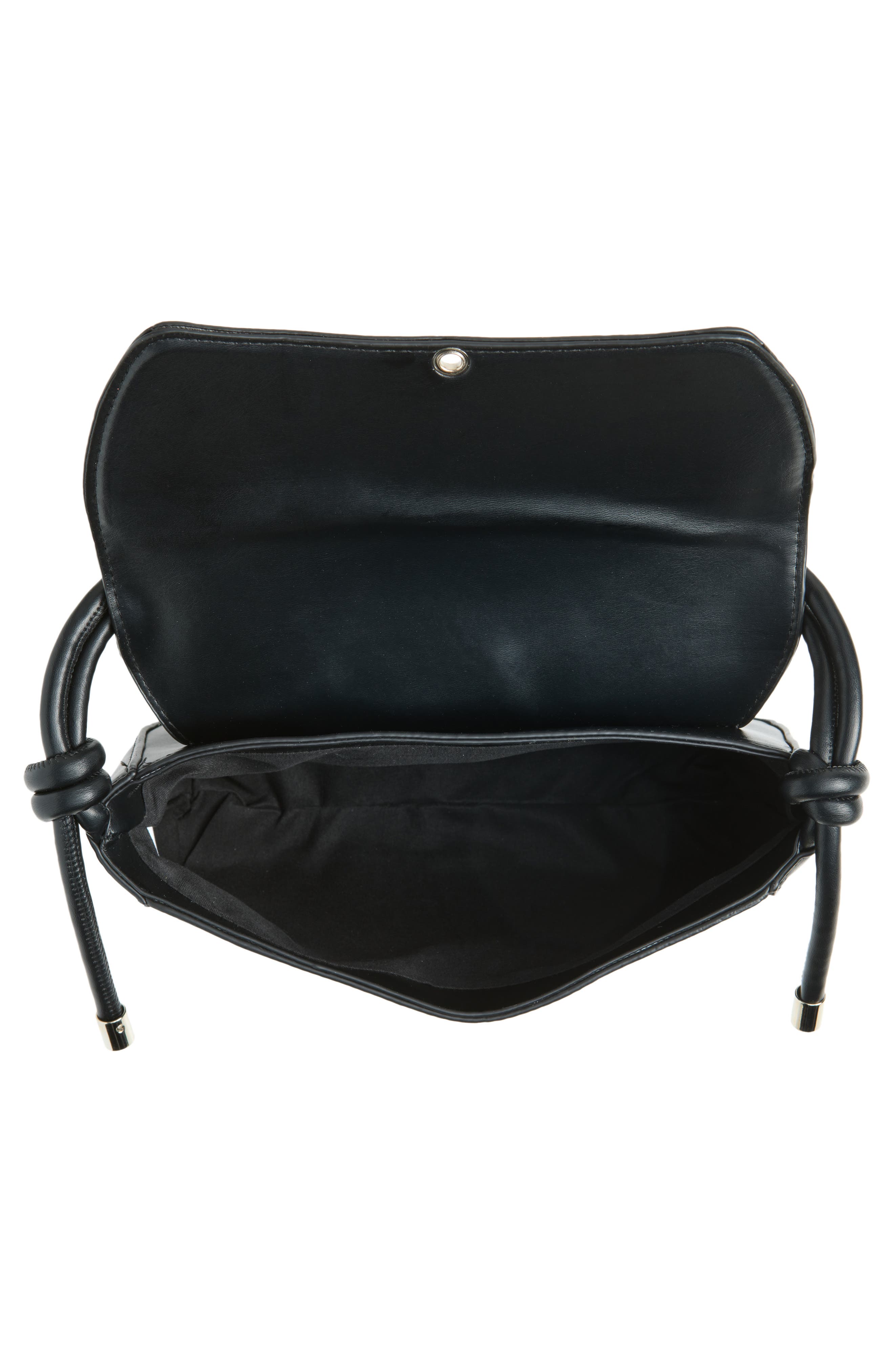 Faux Leather Foldover Mini Bag, Alternate, color, BLACK