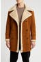 Faux Shearling Lined Double-Breasted Overcoat