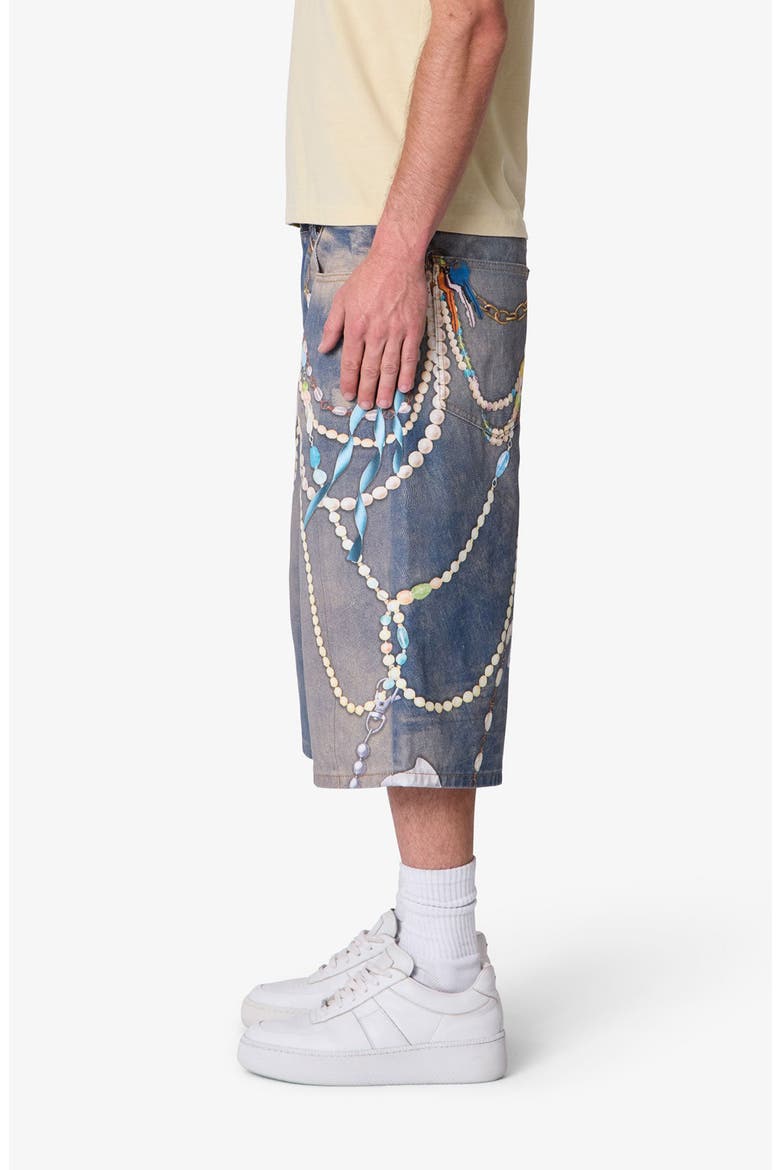Ultra Baggy Chain Printed Denim Shorts, Alternate, color, LIGHT BLUE