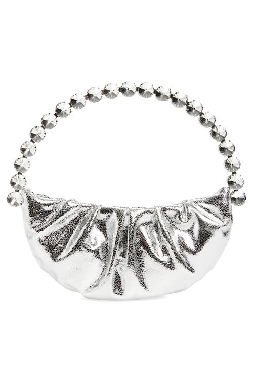 L'alingi Moon Crackled Metallic Leather Pouch In Silver