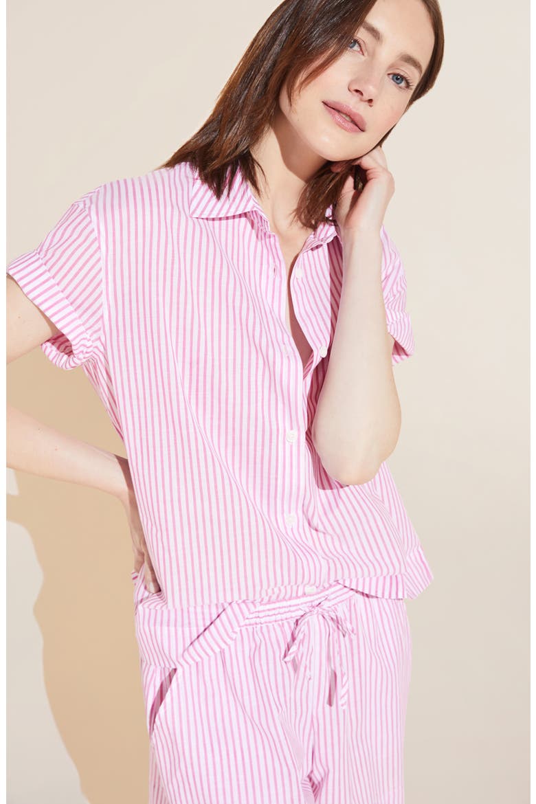 Stripe Organic Cotton Short Pajamas, Alternate, color, NAUTICO STRIPE ITALIAN ROSE