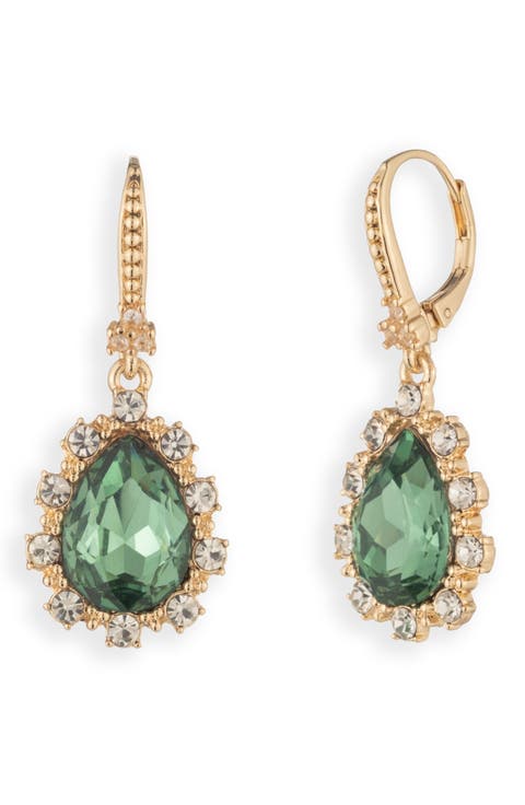Pear Glass Leverback Drop Earrings