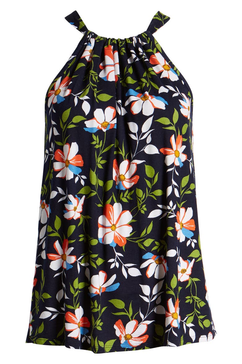 Halter Tank Top, Alternate, color, NAVY ORANGE FLORAL