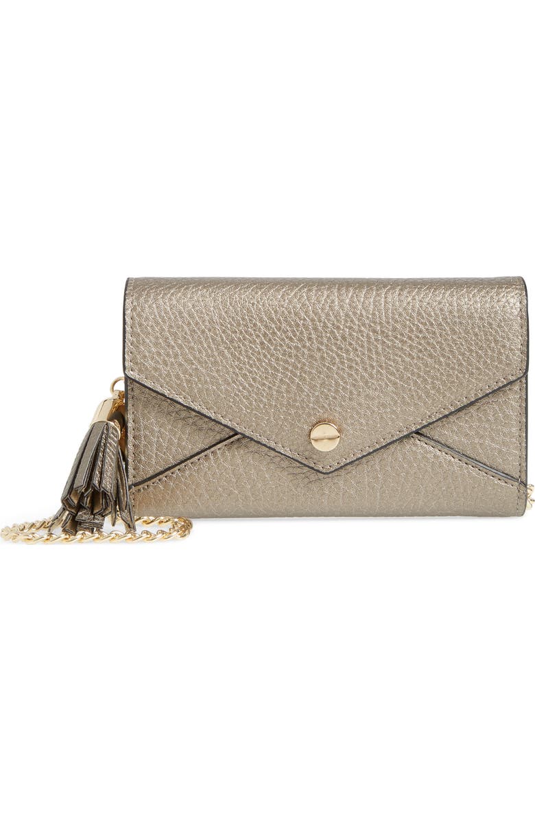 Mali + Lili Tassel Convertible Vegan Leather Envelope Clutch, Main, color,