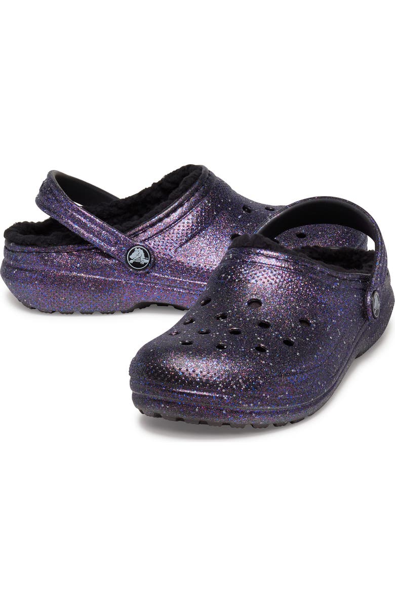 CROCS Kids' Classic Lined Space Glitter Clog, Alternate, color, Black/ Multi