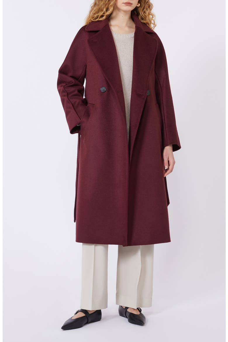 Dresina Wool Trench Coat, Alternate, color, BORDEAUX