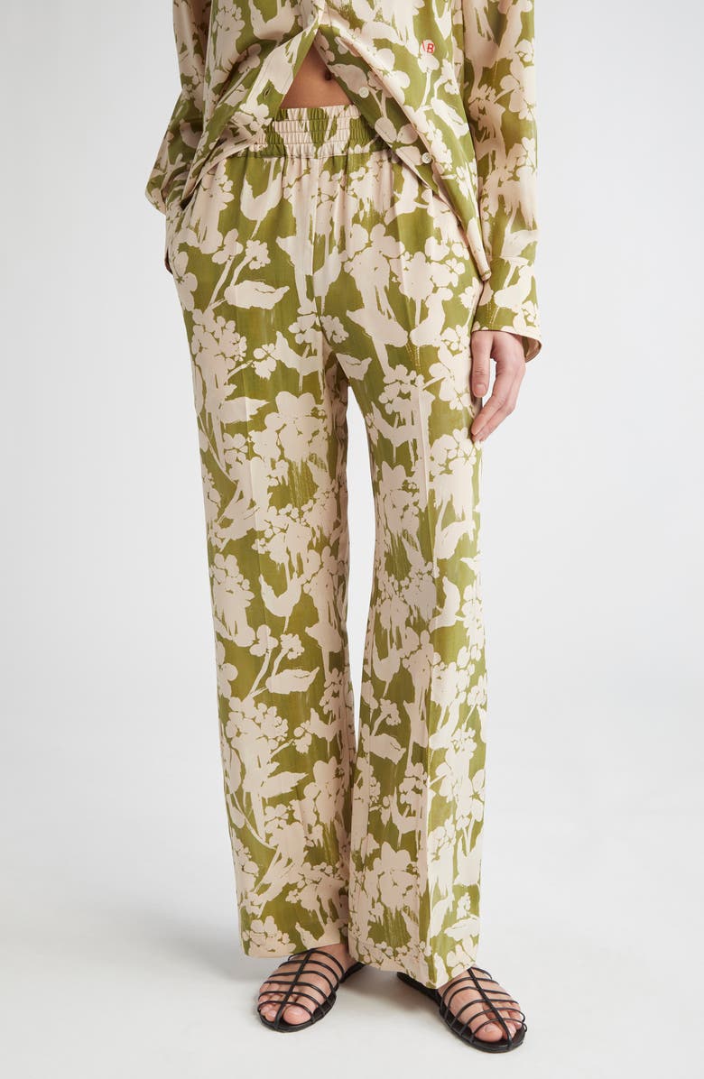 Victoria Beckham Pyjama Floral Print Straight Leg Silk Trousers, Main, color,