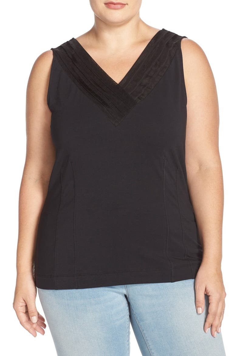 'Sweet Pleat' Sleeveless Top, Main, color, BLACK ONYX