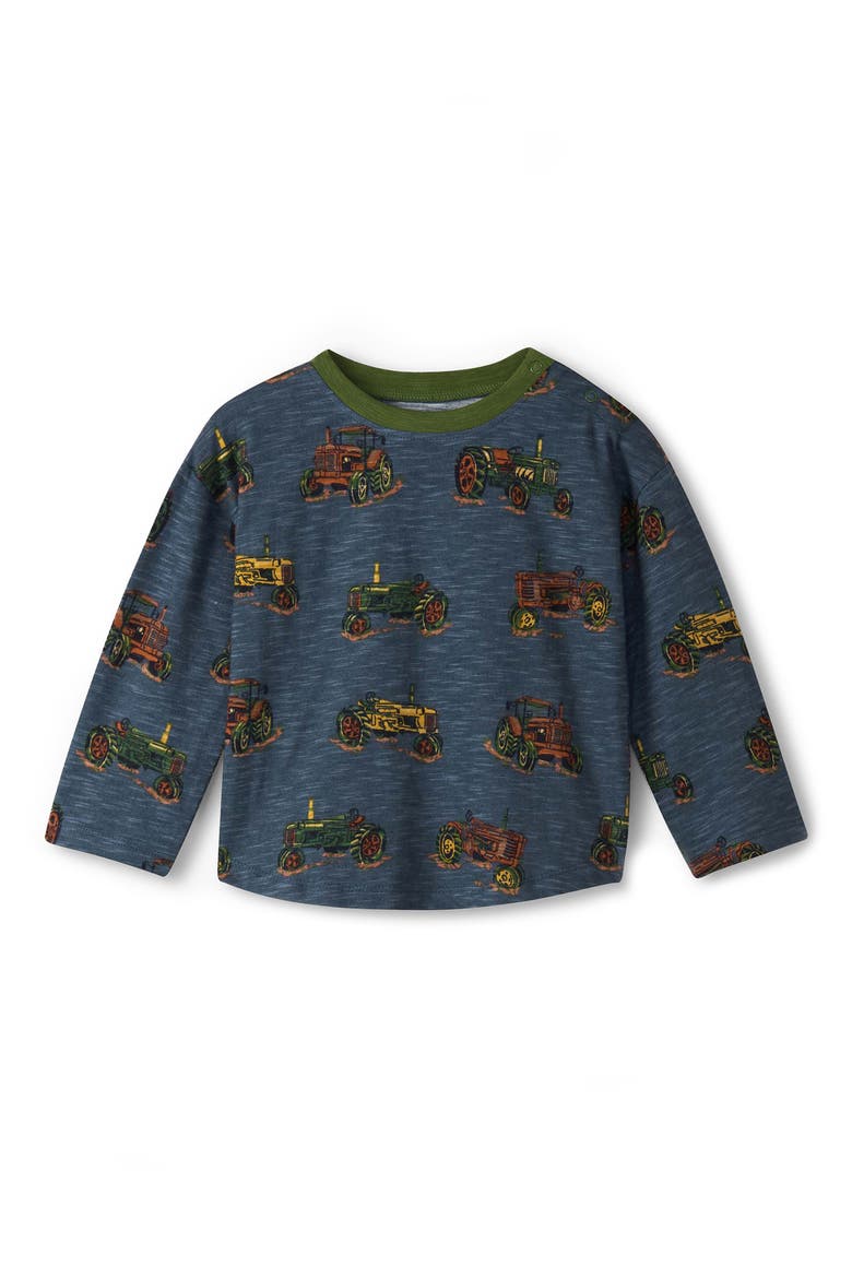 Landscape Tractors Long Sleeve Graphic T-Shirt & Knit Pants Set, Alternate, color, VINTAGE INDIGO