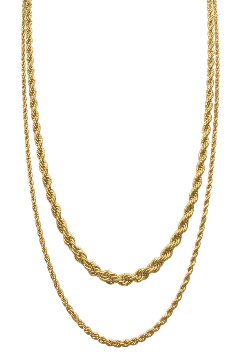 Men's Set of 2 Water Resistant Rope Chain Necklaces, Main, color, GOLD
