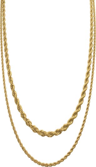 Men's Set of 2 Water Resistant Rope Chain Necklaces