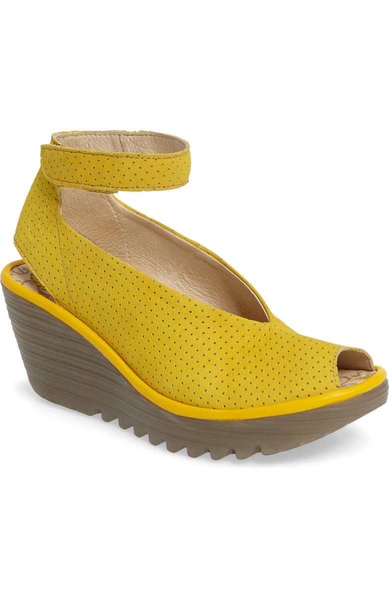 Fly London 'Yala' Perforated Leather Sandal, Main, color, 056 Bumblebee