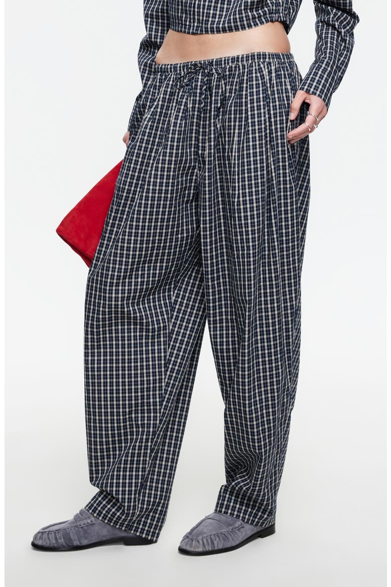 Aura Plaid Drawstring Pants, Alternate, color, NAVY LEMON PLAID