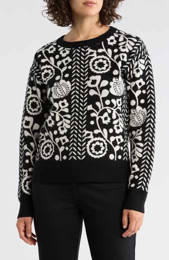 ELIE ELIE TAHARI Floral Jacquard Sweater