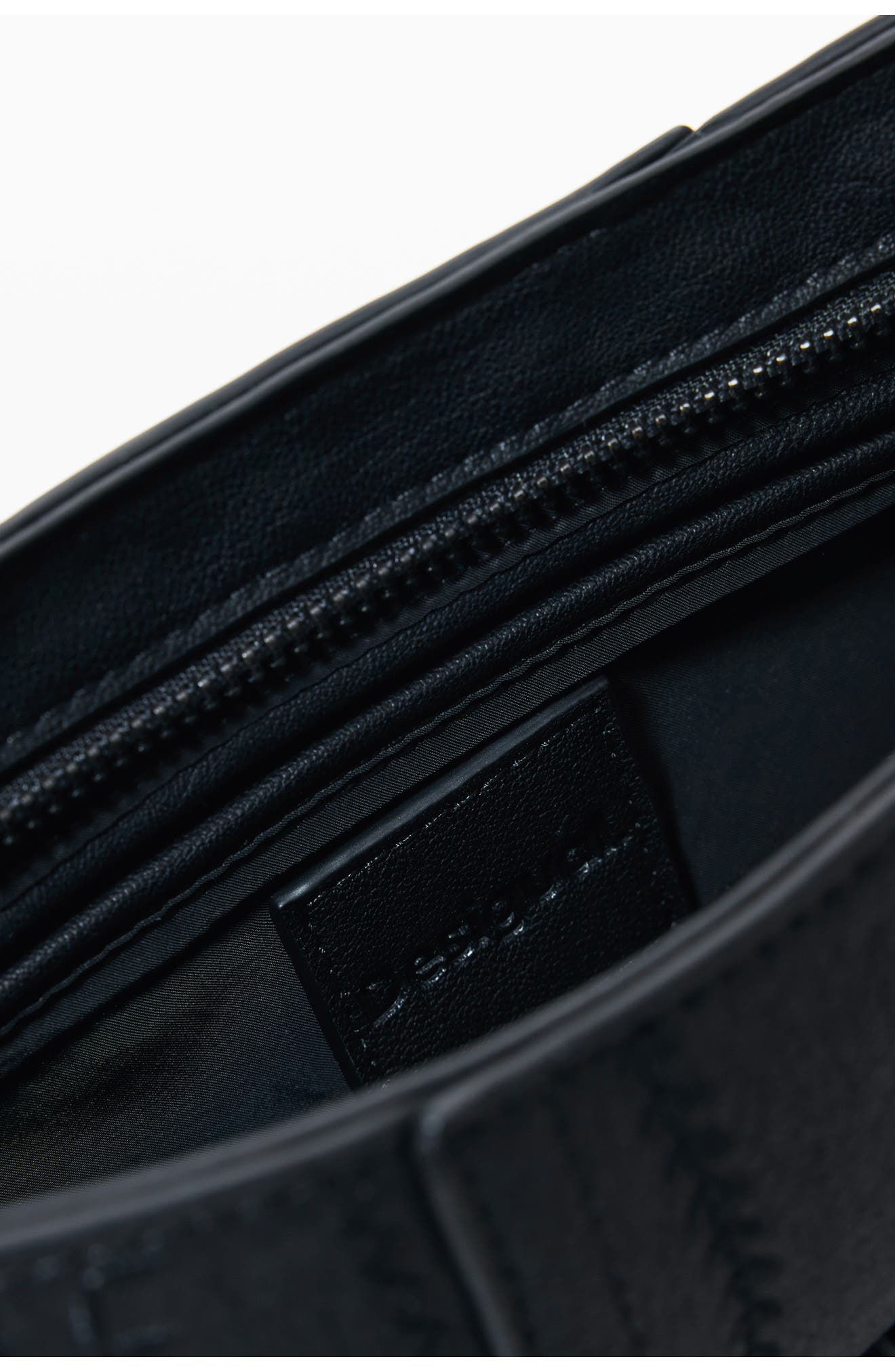 Desigual Embroidered Faux Leather Crossbody Bag, Alternate, color, Black