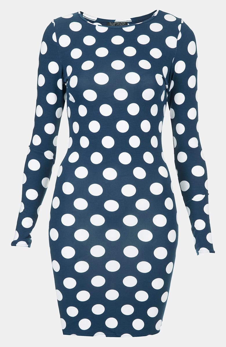 Topshop Polka Dot Body-Con Dress, Main, color, 