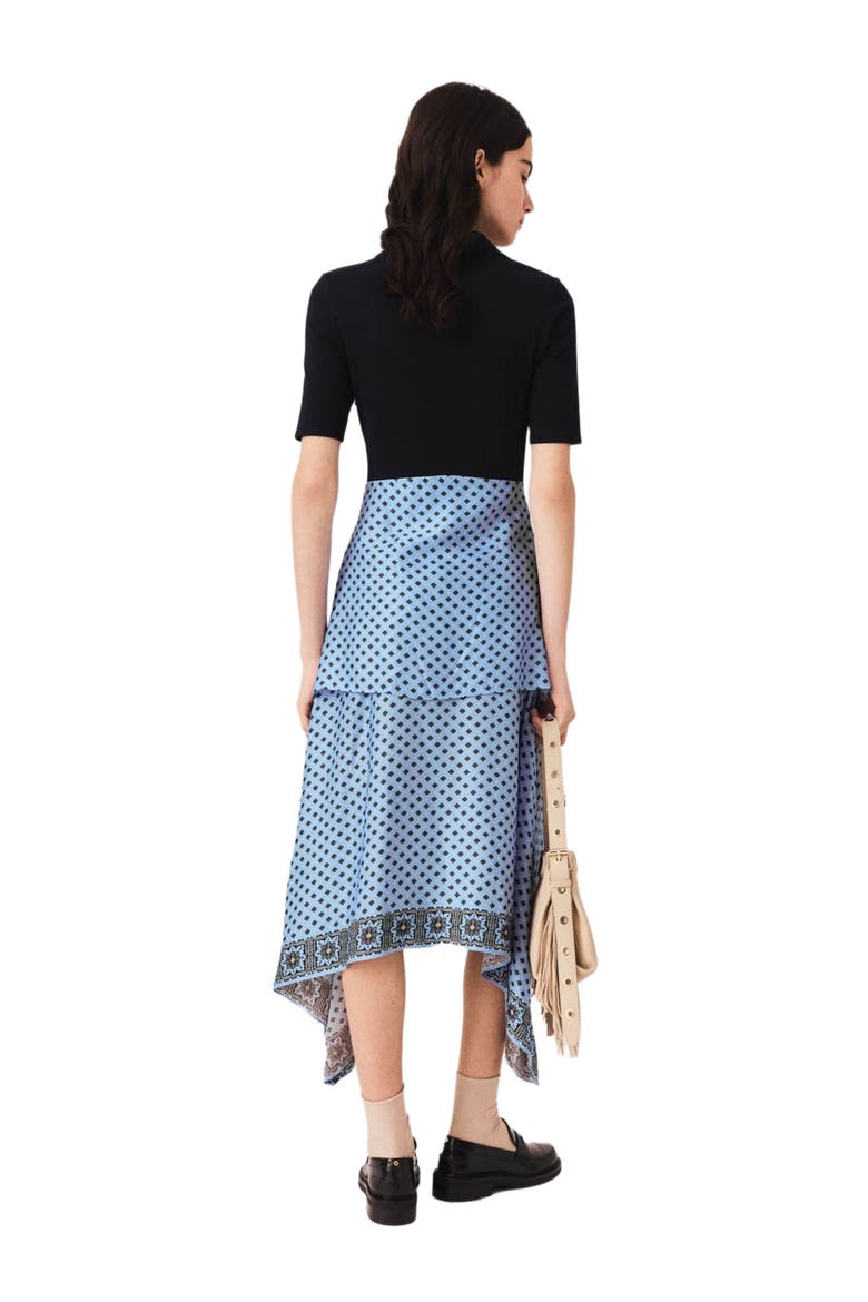 Layered-effect scarf skirt dress, Alternate, color, Light blue loungewear