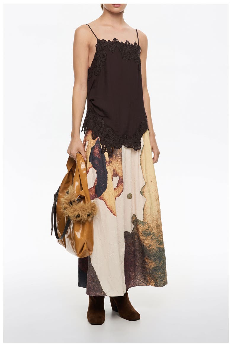 Pleated A-Line Midi Skirt, Alternate, color, ABSTRACT LIGHT YELLOW
