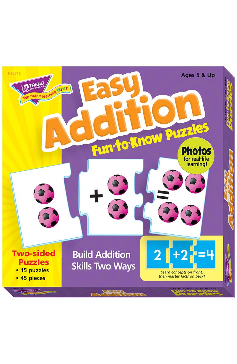 TREND enterprises, Inc. Easy Addition Funtoknow Puzzles Matching Games, Main, color, Multicolored