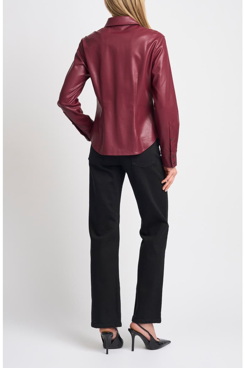 Faux Leather Fitted Shirt, Alternate, color, WINTERBERRY