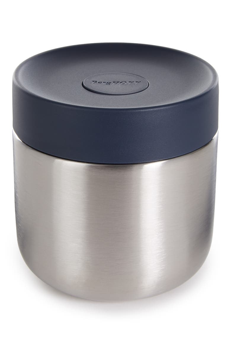 Nommie 12-Ounce Stainless Steel Food Container, Main, color, NAVY AND STEEL