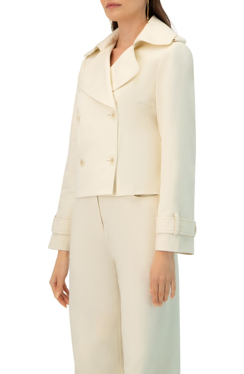 IVONNE Short Cotton Trench Coat, Alternate, color, Ivory