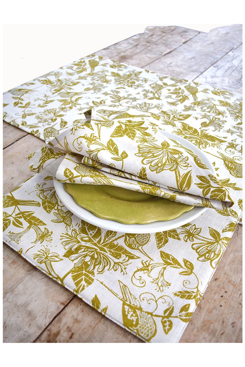 Honeysuckle Botanical Set of 4 Placemats, Alternate, color, CHARTREUSE