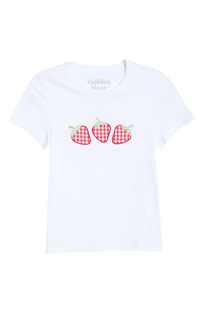 GOLDEN HOUR Gingham Strawberries Graphic T-shirt, Alternate, color, Bright White