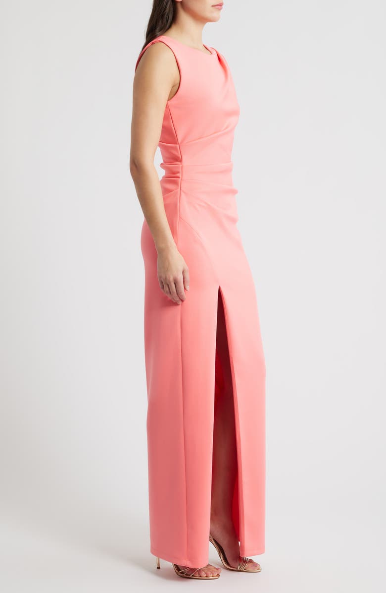 Black Halo Braden Pleated Column Gown, Alternate, color, Coral