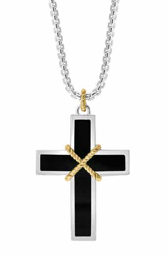 Onyx Cross Pendant Necklace