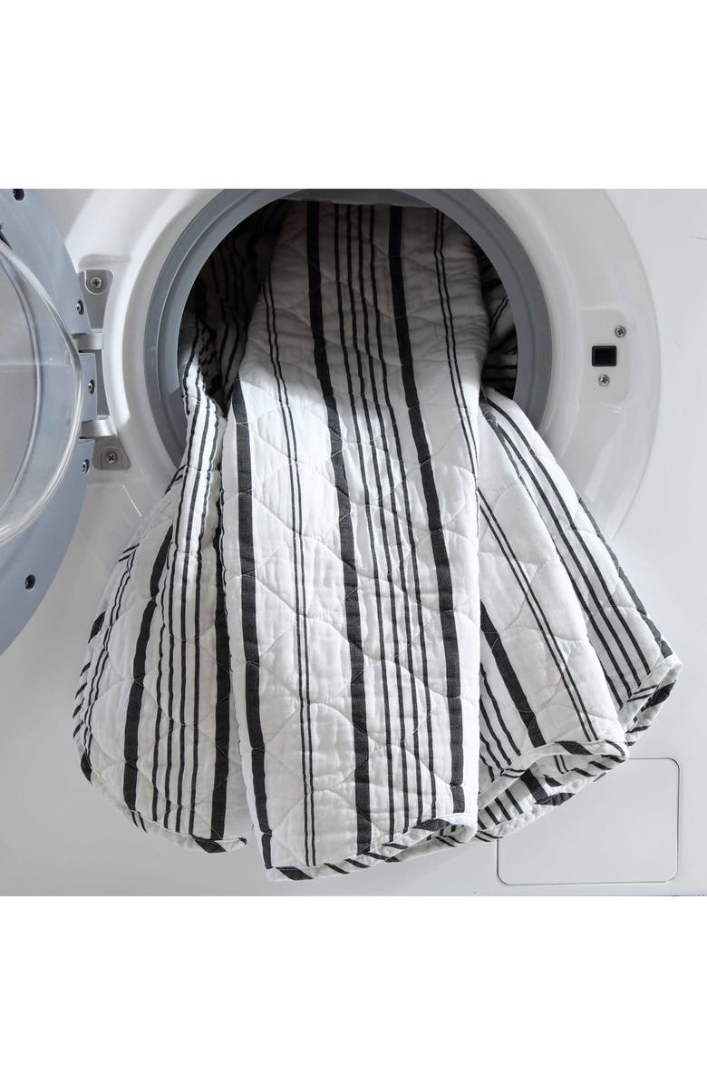 Laura Ashley Stripe Perfection 3-Piece Twin Quilt & Sham Set, Alternate, color, Dark Grey