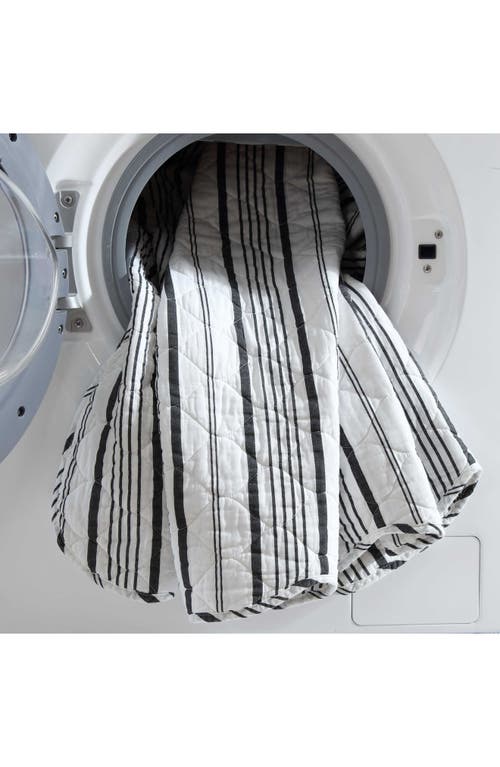 Laura Ashley Stripe Perfection 3-piece Queen Quilt & Sham Set In Dark Grey