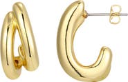 Adornia 14K Gold Plated Double Hoop Earrings