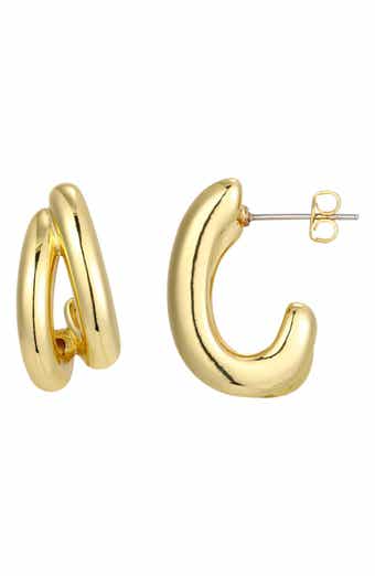 Adornia 14K Gold Plated Double Hoop Earrings