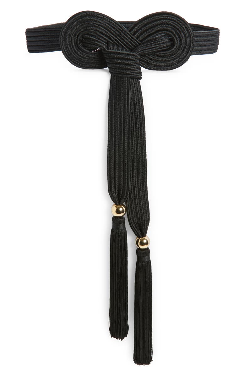 Carolina Herrera Satin Rope Belt, Main, color, Black