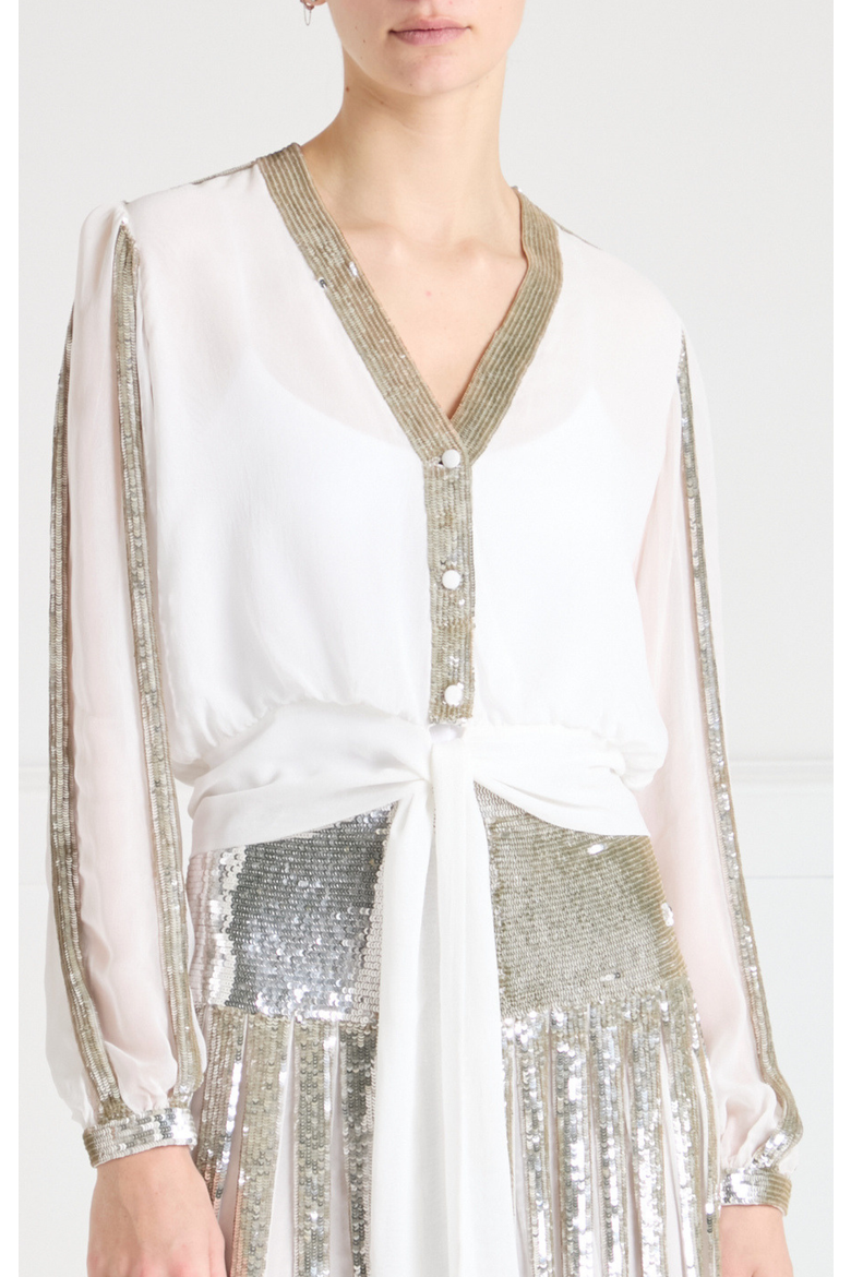 Filigree Blouse, Main, color, Silver