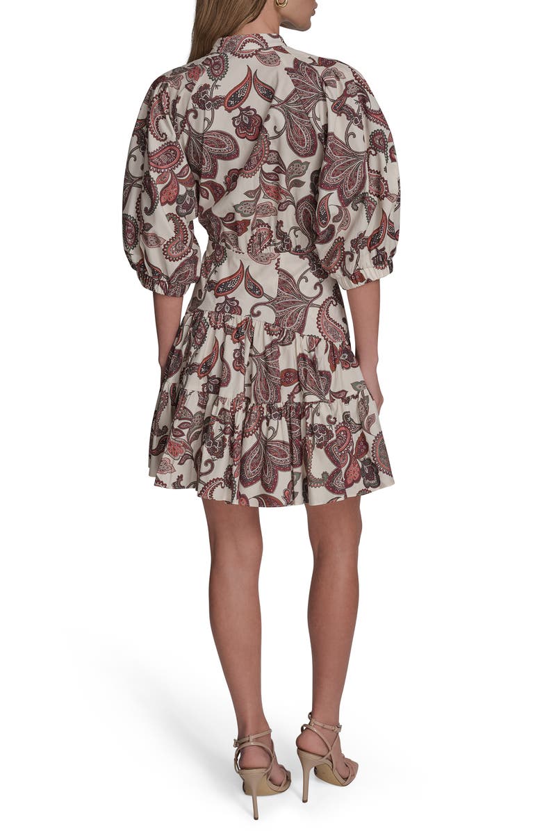 BCBG Print Tiered Dress, Alternate, color, Dark Cream/ Orchid Bloom
