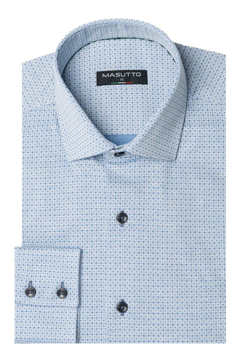 Evens Dot Print Stretch Cotton Button-Up Shirt, Main, color, Blue