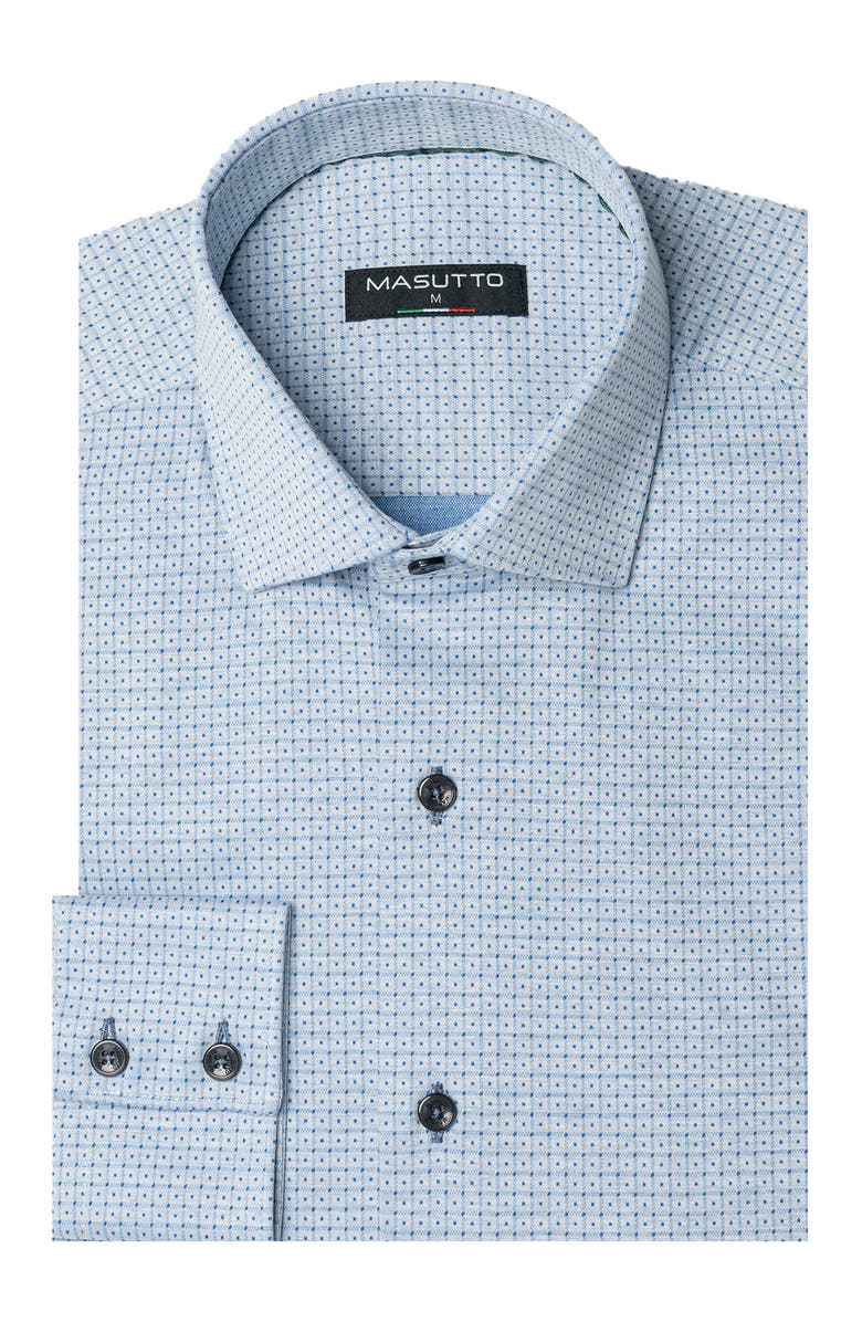 MASUTTO Evens Dot Print Stretch Cotton Button-Up Shirt, Main, color, Blue
