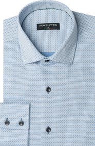 MASUTTO Evens Dot Print Stretch Cotton Button-Up Shirt