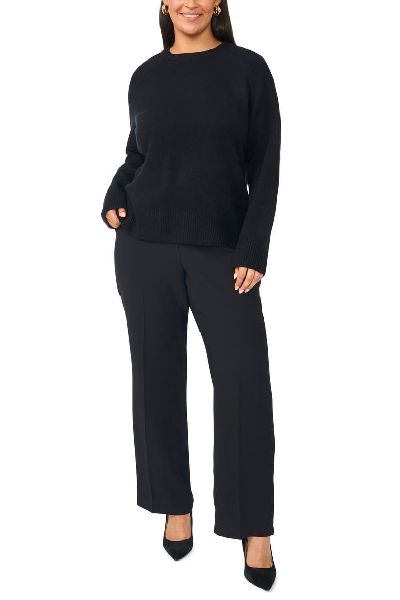 Saddle Shoulder Crewneck Sweater, Alternate, color, RICH BLACK