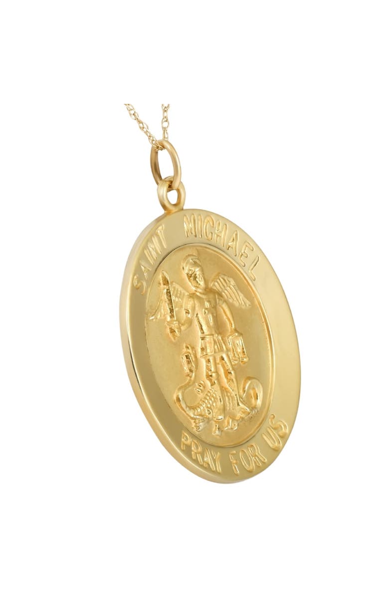 Bliss Diamond 14k Gold St. Michael Medal Pendant  1" Tall 4.5 Grams, Alternate, color, 